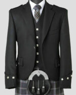 Scottish Black Argyle Jacket & 5 buttons Vest