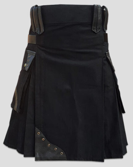 Black Cargo Utility Kilt - Cargo utility kilts for Men's