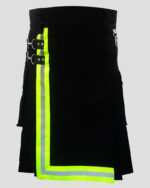 Black Firefighter Kilt front - Black Firefighter utility kilts for Men's