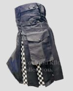 Black Hybrid Cotton Utility Kilt With Cargo Pockets right side