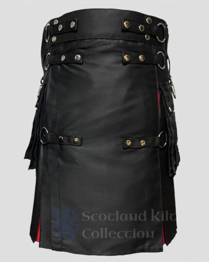 Black Rainbow Hybird kilt front side - Black Hybrid Rainbow kilts