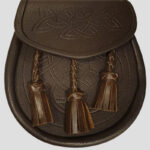 Brown Celtic Knot Embossed Leather Sporran - Leather sporran for Men's