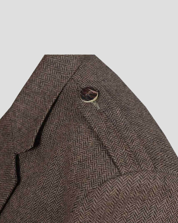 Brown Tweed Argyle Jacket Button