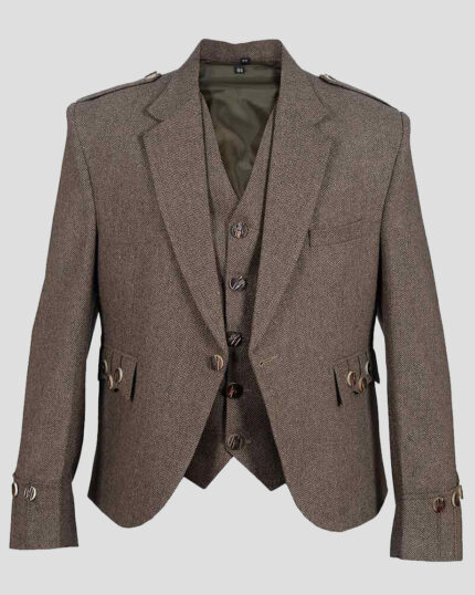 Brown Tweed Argyle Jacket front side - Brown Argyle Jacket for Men's | Argyle Jacket For Sale