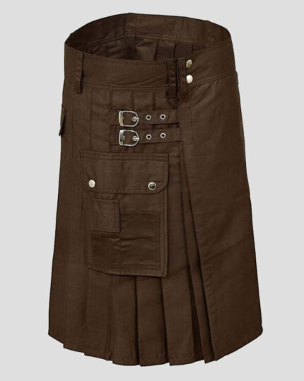 Custom Brown utility Kilt right side