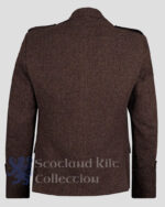 Dark Brown Tweed Argyle Kilt Jacket with 5 Button Vest back side