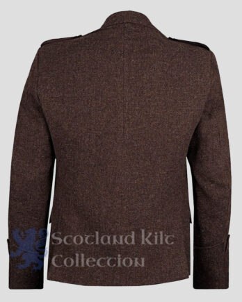 Dark Brown Tweed Argyle Kilt Jacket with 5 Button Vest