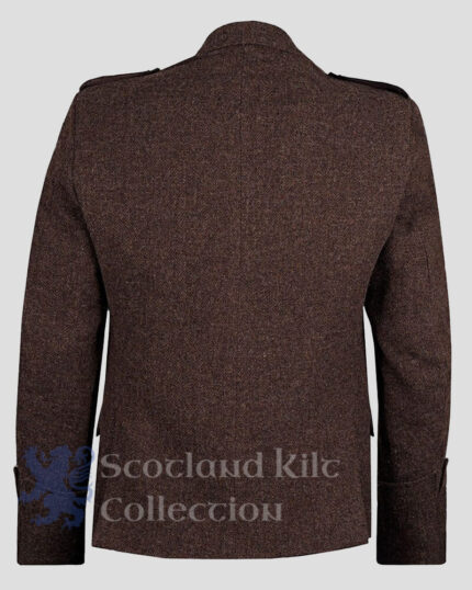Dark Brown Tweed Argyle Kilt Jacket with 5 Button Vest back side