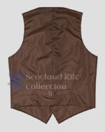 Dark Brown Tweed Argyle Kilt Jacket with 5 Button Vest - back vest