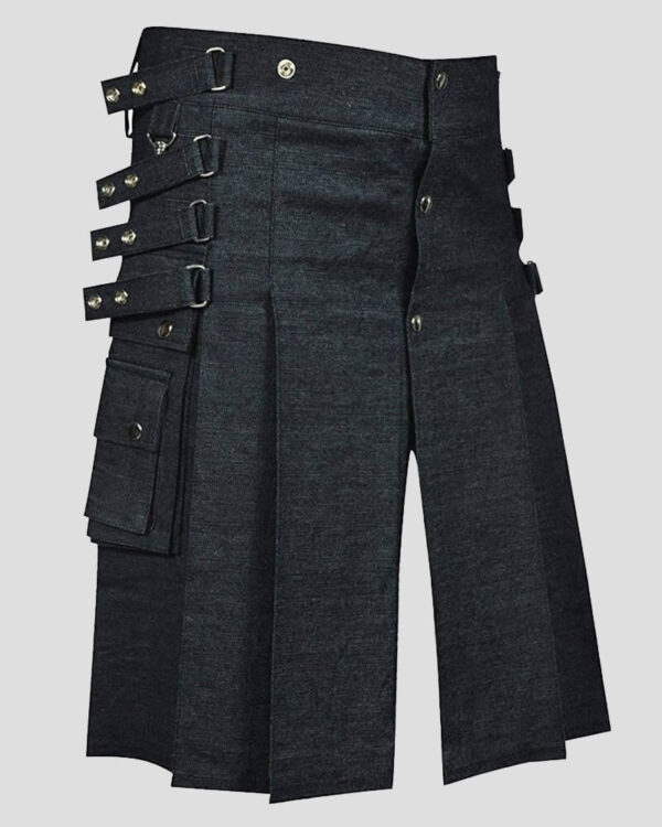 Denim Modern Tactical Fashion Kilt back side
