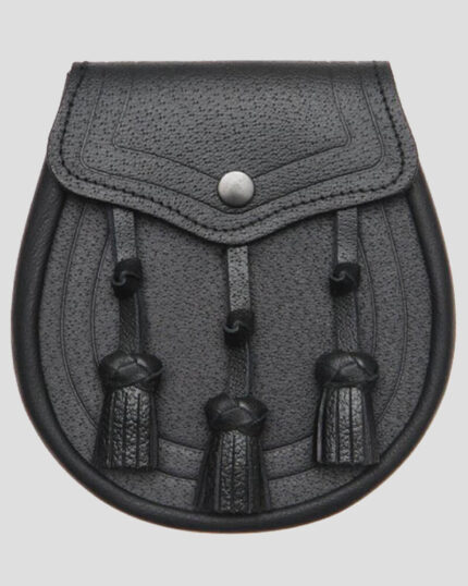 Embossed Leather Sporran - Black leather sporrans