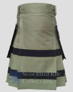 Olive Men's Utility Kilt With Black Stripes