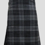 Granite Grey Tartan Kilt front side - Scottish tartan kilts