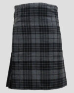 Granite Grey Tartan Kilt front side - Scottish tartan kilts