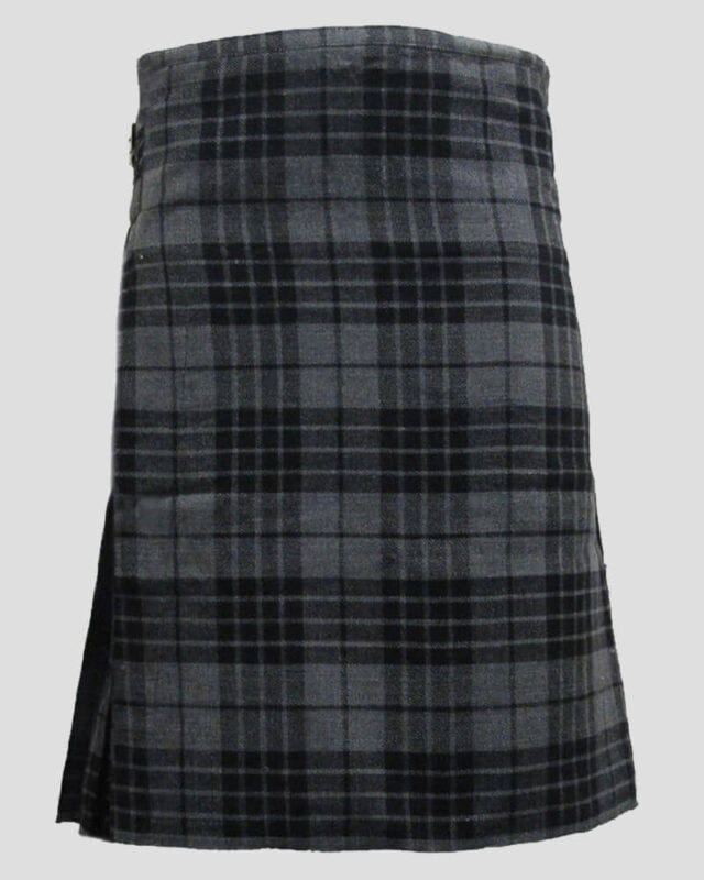 Granite Grey Tartan Kilt front side - Scottish tartan kilts