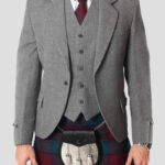 Grey Wool Argyle Kilt Jacket With Waistcoat - argle Jacket for Men's | buy online Argyle jackets