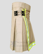 Khaki Firefighter Kilt for Mens chome side