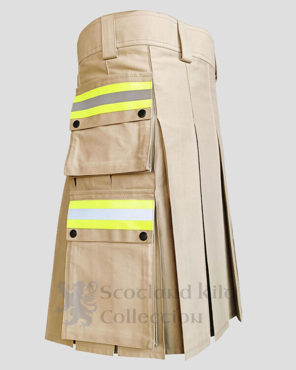 Khaki Firefighter Kilt for Mens left side pocket