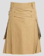 Khaki Utility Kilt front side - Khaki Utility Kilt for Men