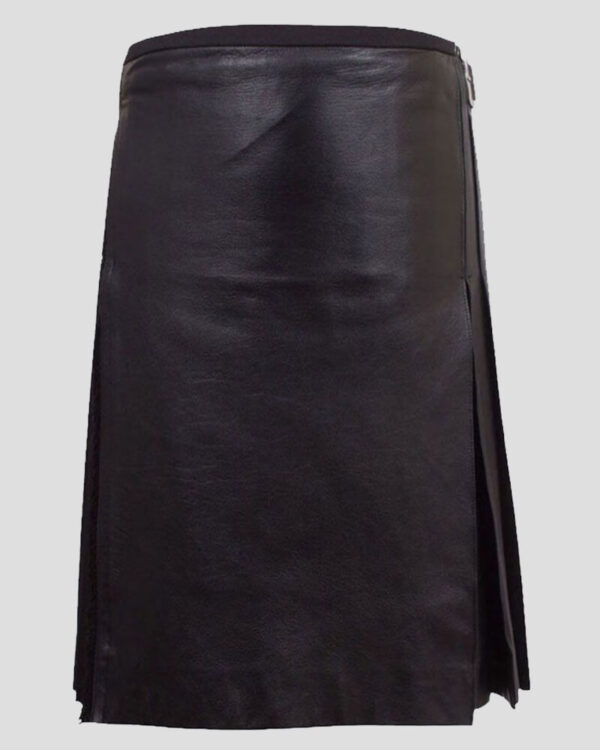 Leather Apron Wool Kilt front side - Men's Leather kilts