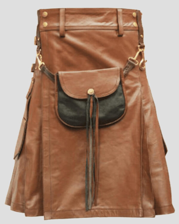 Brown Leather Kilt With Sporran