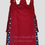 Maroon American Flag Hybrid Utility Kilt - USA Flag Kilt | kilts for Men's