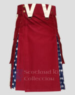 Maroon American Flag Hybrid Utility Kilt - USA Flag Kilt | kilts for Men's