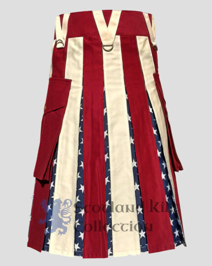 Maroon American Flag Hybrid Utility Kilt back side