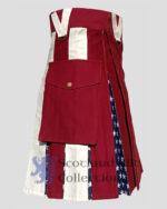 Maroon American Flag Hybrid Utility Kilt pocket side
