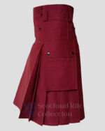 Maroon Utility Kilt left pocket side