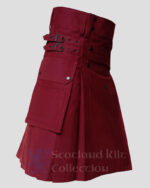 Maroon Utility Kilt right pocket side