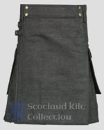 Mens Black Denim Utility Kilt For Sale - buy online Denim kilts for Men's