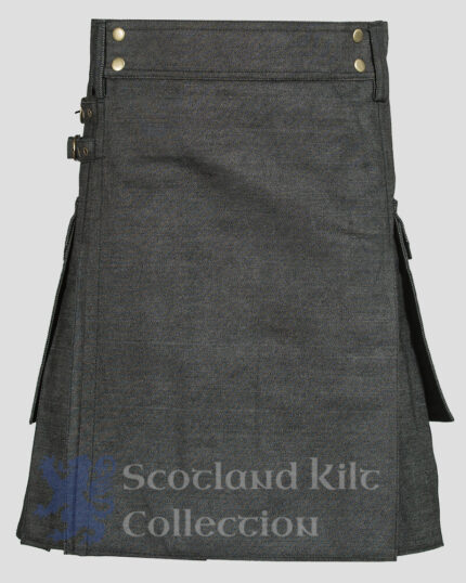 Mens Black Denim Utility Kilt For Sale - buy online Denim kilts for Men's