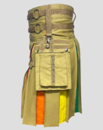 Men's Rainbow Khaki Hybrid Kilt right side
