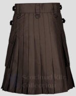 New Deluxe Modern Utility Leather Straps Kilt Chocolate Brown