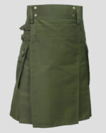 Olive Green Kilt front side - Olive Green Heavy Cotton Utility kilt
