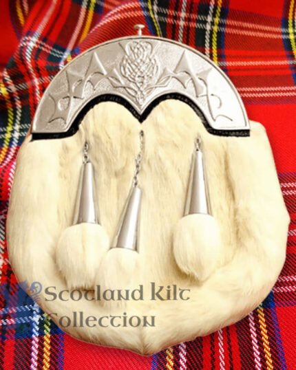 White Rabbit Fur Sporran With Three Tassels