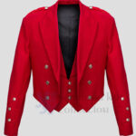 Red Prince Charlie Jacket With 3 Button Vest front side - Red Prince Charlie Jackets for Men's | red Jacket for sale