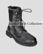 Scottish Black Leather Ghillie Boots \ Shoes For kilts
