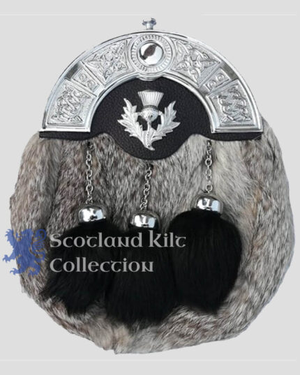 Thistle Grey Rabbit Fur Sporran