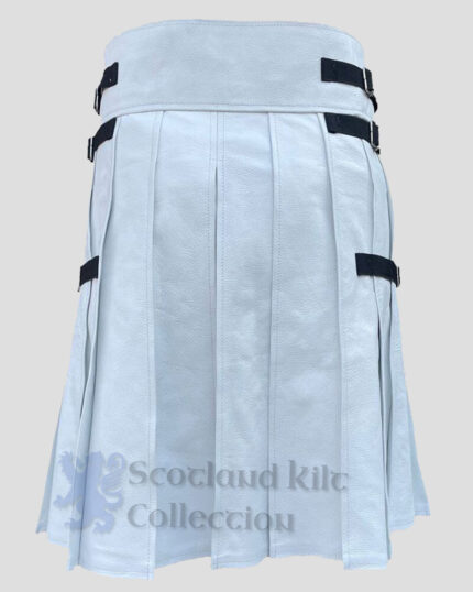 WHITE LEATHER KILT BACK SIDE
