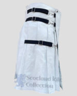 WHITE LEATHER KILT LEFT SIDE