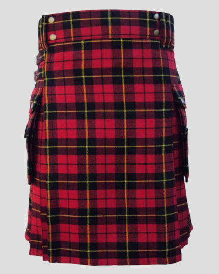Wallace Tartan Utility Kilt front side - scottish tartan kilts for men's