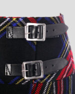 Women Black Stewart Tartan Kilt Buckles strap