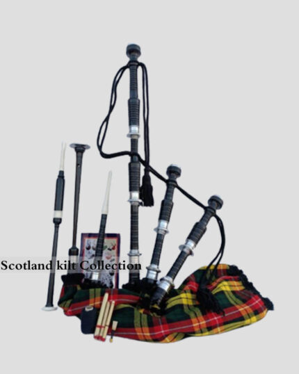 Buchanan Tartan Black Finish Bagpipe Set