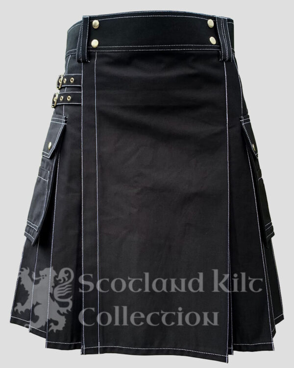 Black Utility Kilt front - black Color utility kilts for Men's - Buy online utility kilts for sale