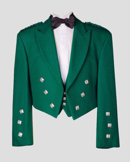 Green Prince Charlie Kilt Jacket With Vest