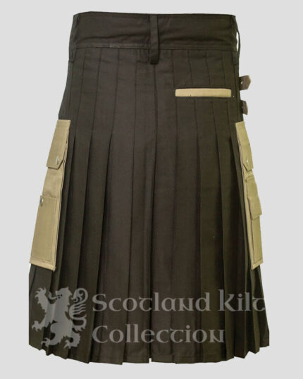 Hybrid Kilt Black and Khaki back side