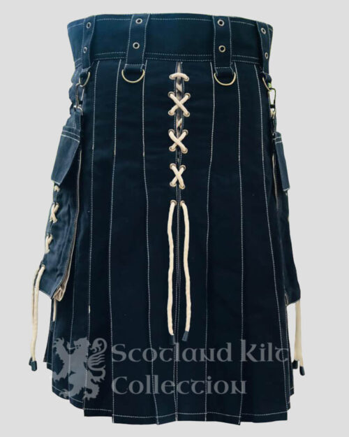 Heavy Cotton Hybrid Kilt Khaki Color With Tartan main image 1