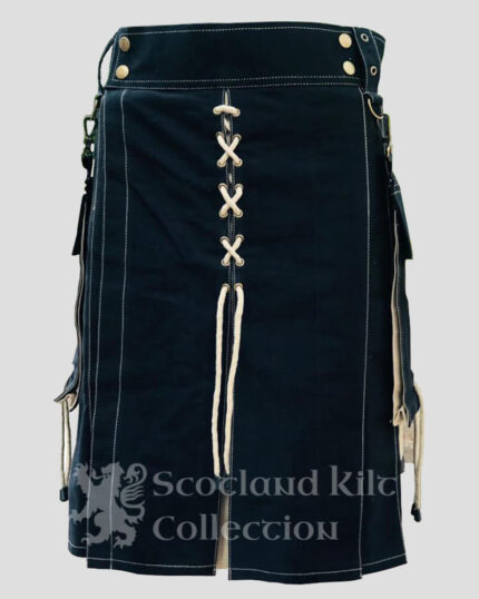 Black & Khaki Hybrid Kilt for Men Traditional 5 Colors Combinations